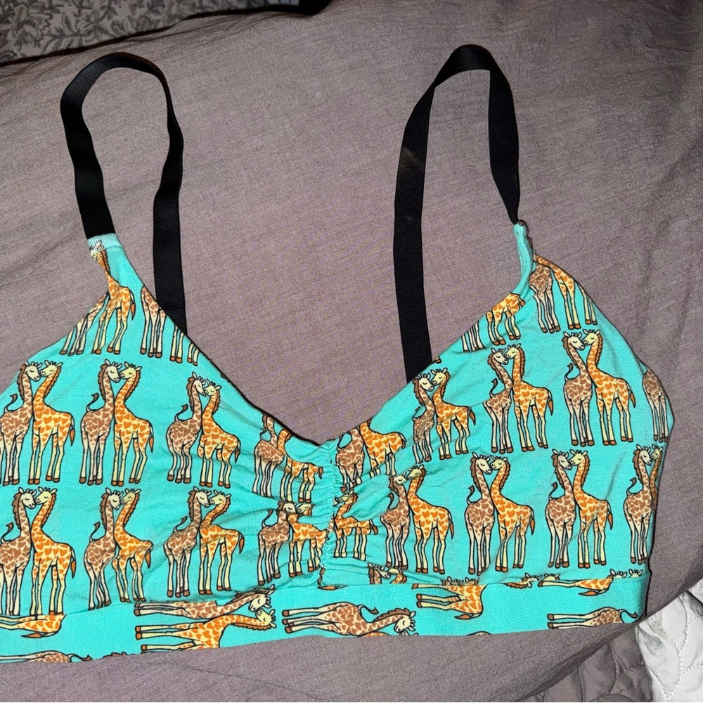 MeUndies Teal Giraffe Print Bralette